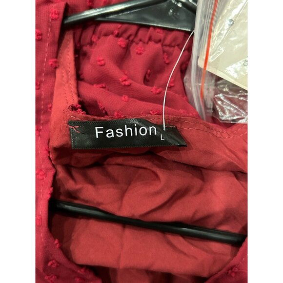 Fashion Ruffle Sleeve Swiss Dot Elastic Waist Tiered Hem Midi Dress Size L Goth - Picture 5 of 12